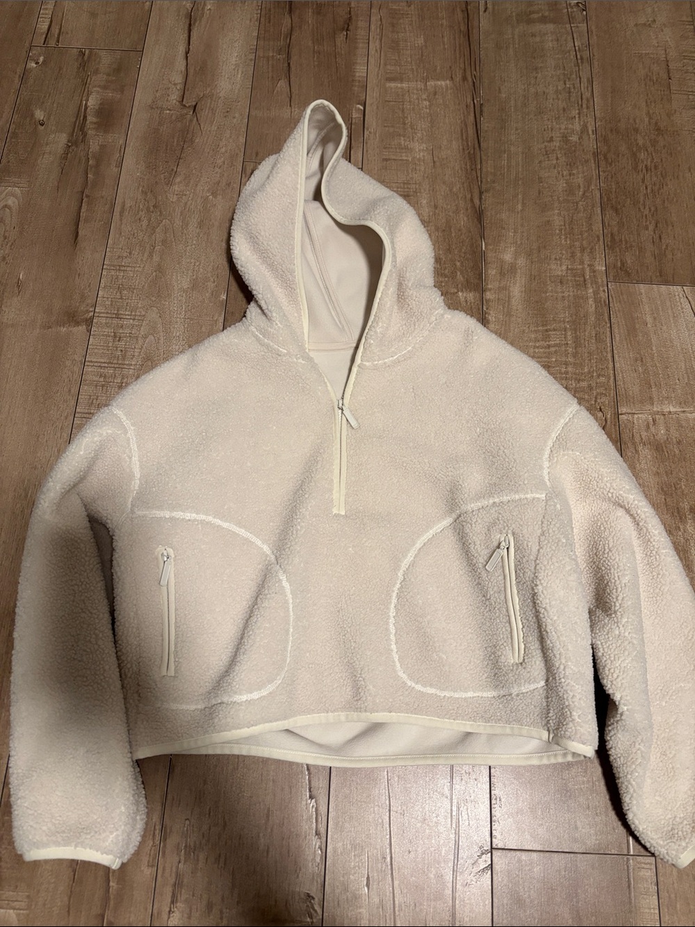 Uniqlo Cream Sherpa Half-Zip Hoodie